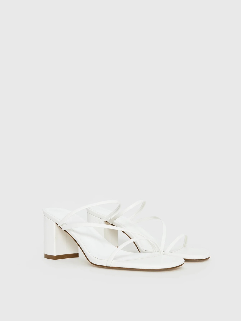 Billini White Strappy Block Heel Sandals